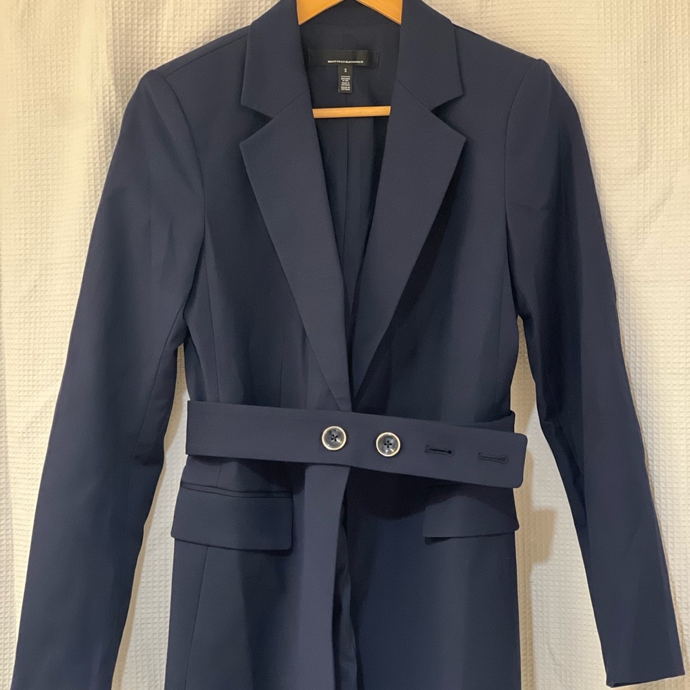 White House Black Market Navy Blazer with Belt
